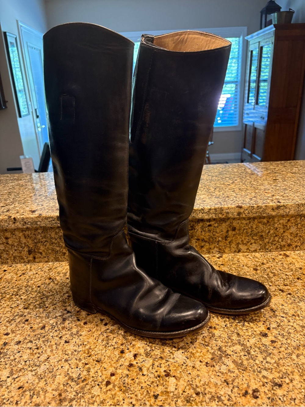 Manfield Vintage Black Leather Tall Equestrian Riding Boots Size 10 B Pull On